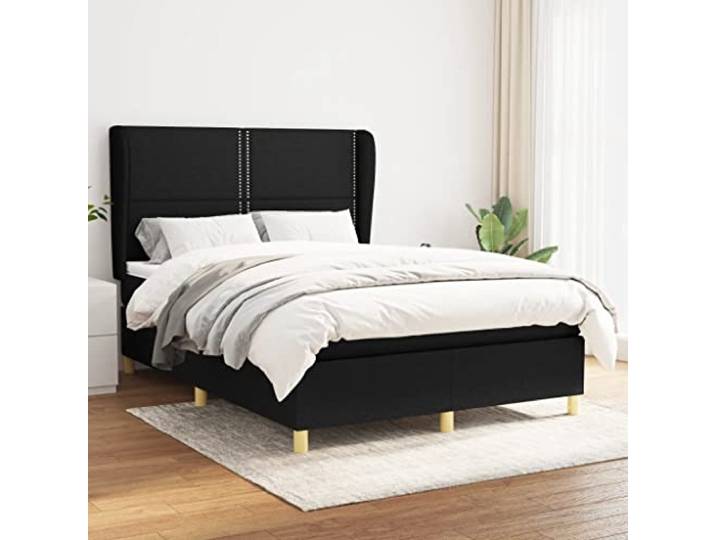 RJPLMFV Lattenrost, Stoff, Schwarz, mit Taschenfederkernmatratze, 140 x 190 cm
