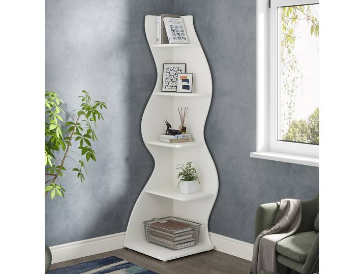 Tribesigns – étagère d'angle murale moderne à 5 niveaux, petite bibliothèque d'angle élégante, support de rangement pour plantes