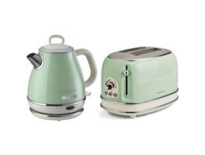 Pack ARIETE Bouilloire électrique 1L + Grille-Pain Acier Vert Vintage Rétro