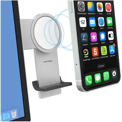 smart things PhoneBase s47 - MagSafe Ladestation (15 W), Wireless Charger, Silber