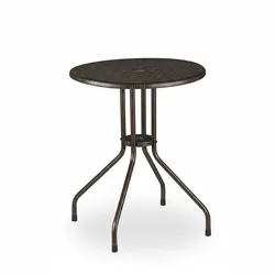 Relaxdays Gartentisch rund, Rattan Optik, Balkontisch klein, Kunststoff und Metall, Bistrotisch, HxD: 74x60 cm, braun