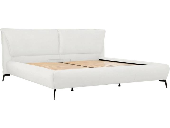 Bett DOVER 160x200cm echtleder weiss