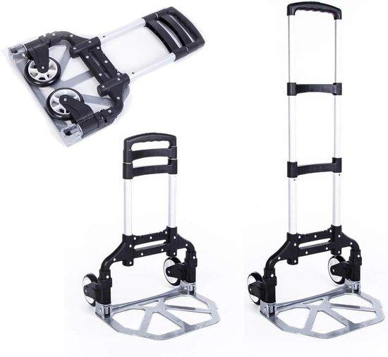 GS Quality Products Vouwbare Handkar Grijs - Lichtgewicht Aluminium Transportkar met 75 kg Capaciteit
