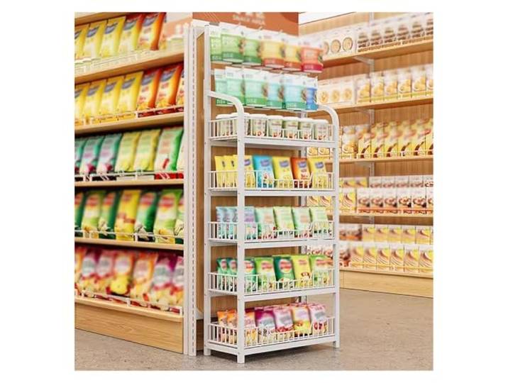 Snack-Organizer, 3/4/5 Regale Snack Rack/Weiß Supermarkt Snacks Regal(White,5 Tiers)