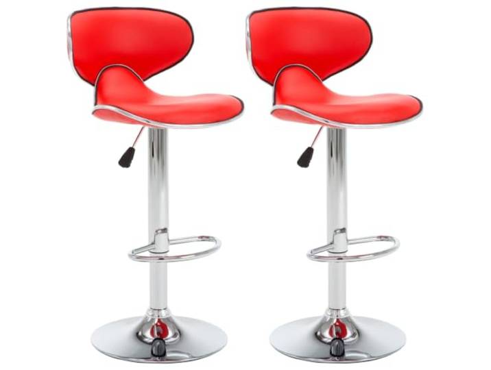 Barhocker, 2-teilig, rot, Kunstleder, höhenverstellbar, drehbar Elegantes Design, verchromter Stahlrahmen, weicher Schaumstoff, integrierte Fußstütze, Gasheben, volle Rotation