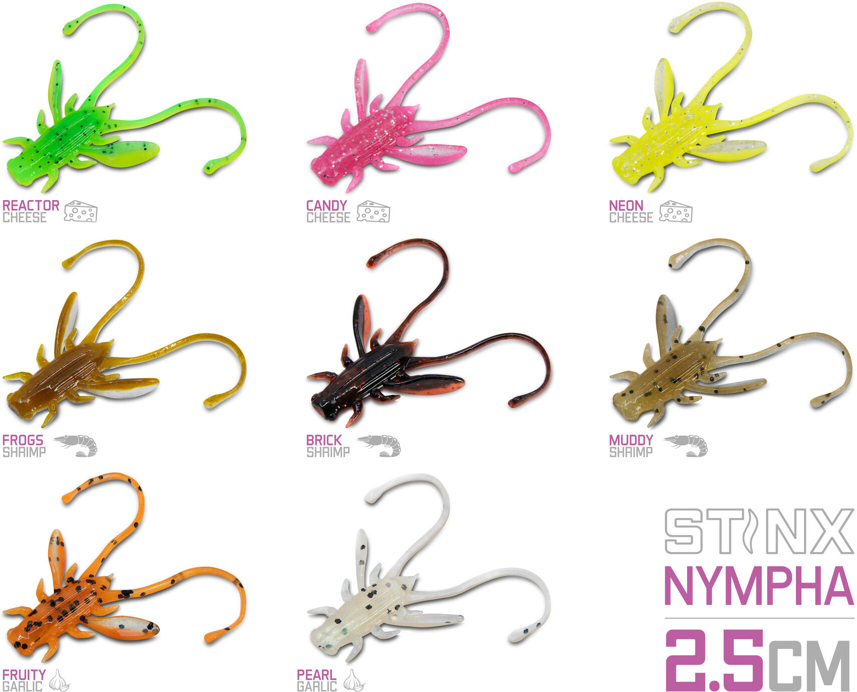Leurre artificiel Delphin B! Stinx NYMPHA / 20 pcs 2.5cm / FRUITY 2.5cm / FRUITY