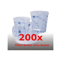 200 Farbmischbecher Messbecher 750ml m. Mischscala