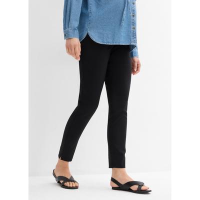 Umstandshose BONPRIX, Damen, Gr. 46, N-Gr, schwarz, Web, Obermaterial: 72% Polyester, 24% Viskose, 4% Elasthan, unifarben, slim fit knöchellang, Hosen, im Chino-Stil, mit Gummizügen und bequemem Jersey-Einsatz am Bauch