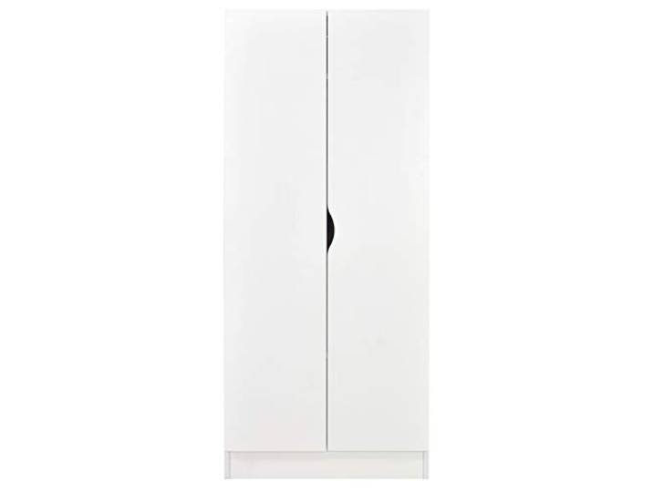 Leomark Roma 2-türiger Kleiderschrank aus Holzwerkstoff, 161,5 cm, Weiß Maße 70x42,5 cm, 2 Ablagen und Hängebereich, verstellbare Scharniere, sicherer Griff, 18 mm Möbelplatte, Selbstmontage