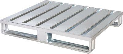 Stahlflachpalette, bis 1500 kg, geschlossenes Oberdeck, 2 Stahlkufen, L 1000 x B 800 x H 130 mm, Stahl, verzinkt