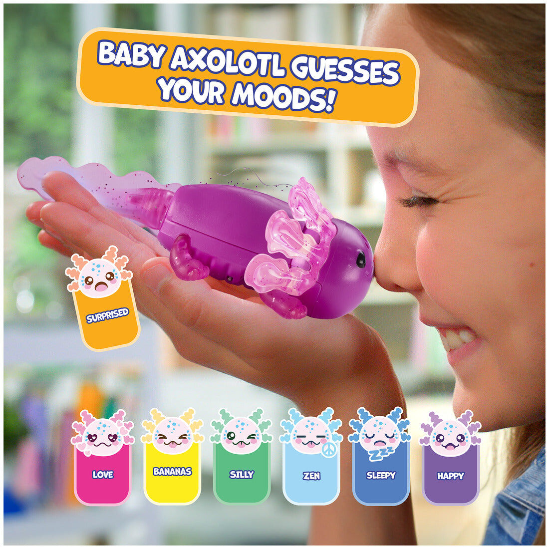 Fingerlings Baby Axolotl Ziggy Hot Pink Glitter Interactive Toy by WowWee - Ages 3+