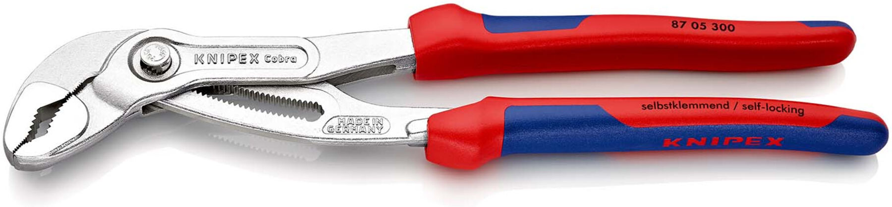 KNIPEX 87 05 300 Cobra® Hightech-Wasserpumpenzange mit Mehrkomponenten-Hüllen verchromt 300 mm)