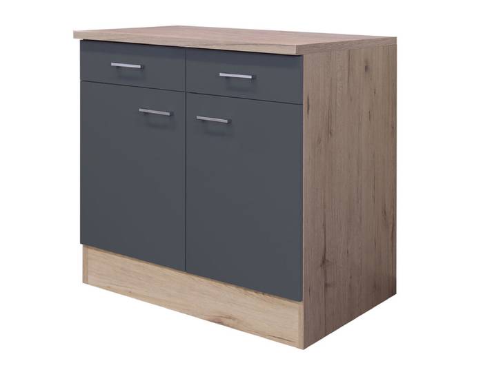 Küchen Unterschrank RALPH 80 cm Eiche/ grau