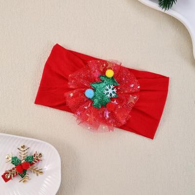 Tiny Tots Teens Trends Gauze Snowflake Christmas Tree Hairbands For Kids, Baby Girls Nylon Christmas Headbands, Girls Green Red Newborn Hair 5