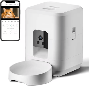 Inspire Curations Smart WiFi Automatic Pet Feeder With Camera & Timer 2L Remote Feeding System 2l Camera White
