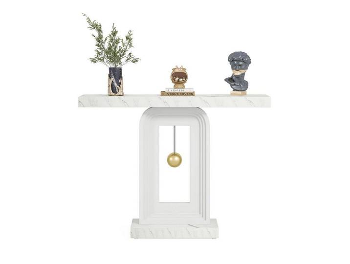 LuxusKollektion Konsolentisch Konsolentisch Weiß 100cm Marmoroptik (1-St)