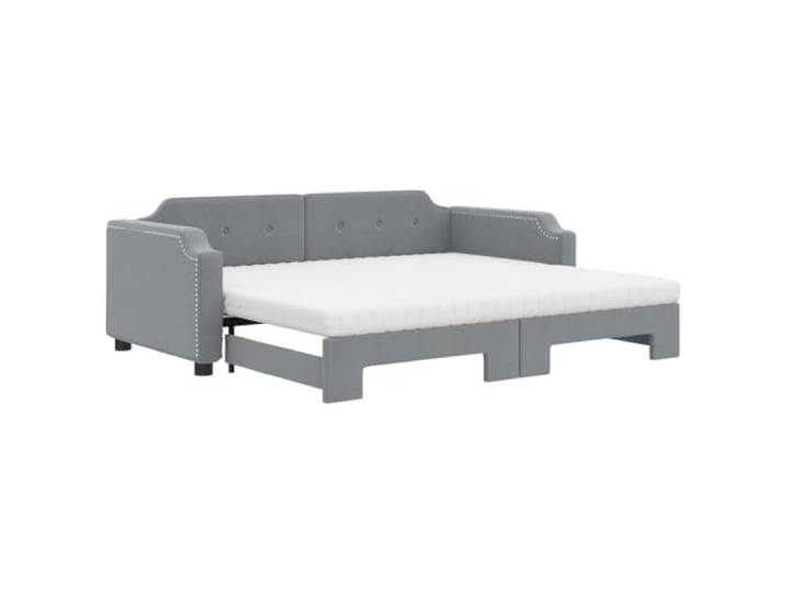 Makastle Tagesbett Ausziehbar mit Matratze Hellgrau 80x200 cm 100% Polyester Stoff
