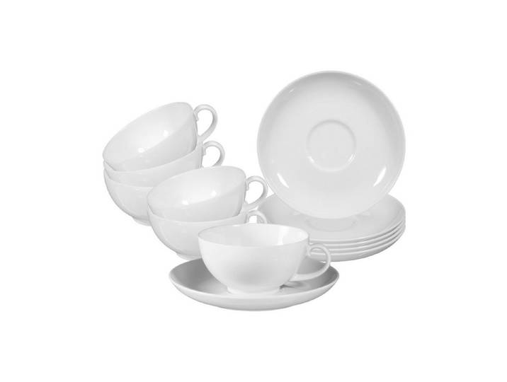 Seltmann Weiden Tasse Rondo/Liane Teetassen mit Untertassen 0,2l 6er Set, 12-tlg., Porzellan