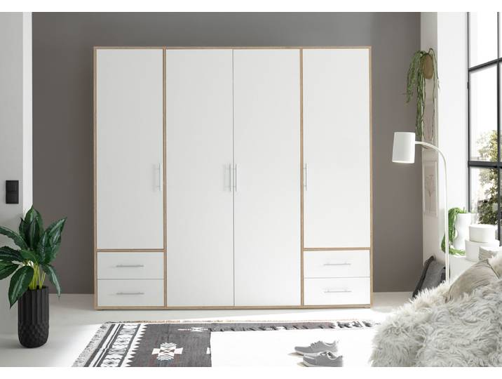 Pol Power Valencia Kleiderschrank Laminat 4 Türen 206x195x60 cm