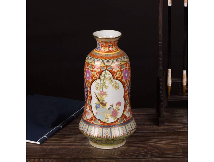 Vase en porcelaine émaillée antique classique, ornement de style chinois de Jingdezhen, décoration d'intérieur, artisanat moderne