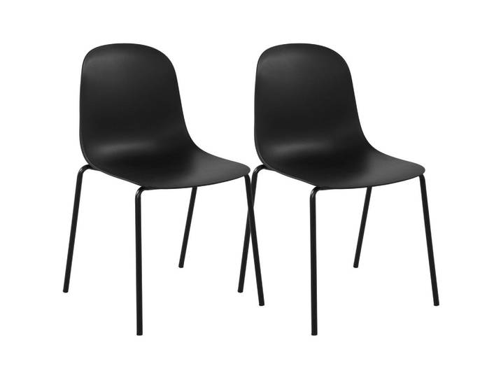 CLP Stapelstuhl 2er Set Kunststoff Schwarz, Metall, 51x85x55 cm, Esszimmer, Stühle