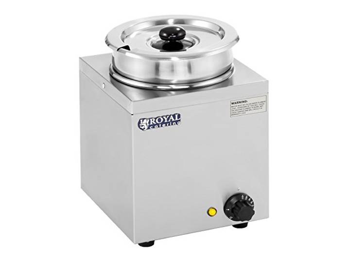 Royal Catering - RCBM-1/4R - Bain Marie Suppenstation mit Ablasshahn Chafing Dish (3,2 L, 1 x 200 W, Inklusive Deckel, 30-110 ° C, beheizbarer Tank)