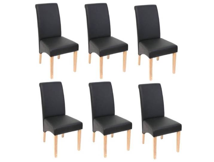 Chaise Salle à Manger - Mendler M37 - Lot de 6 - Similicuir Mat - Noir