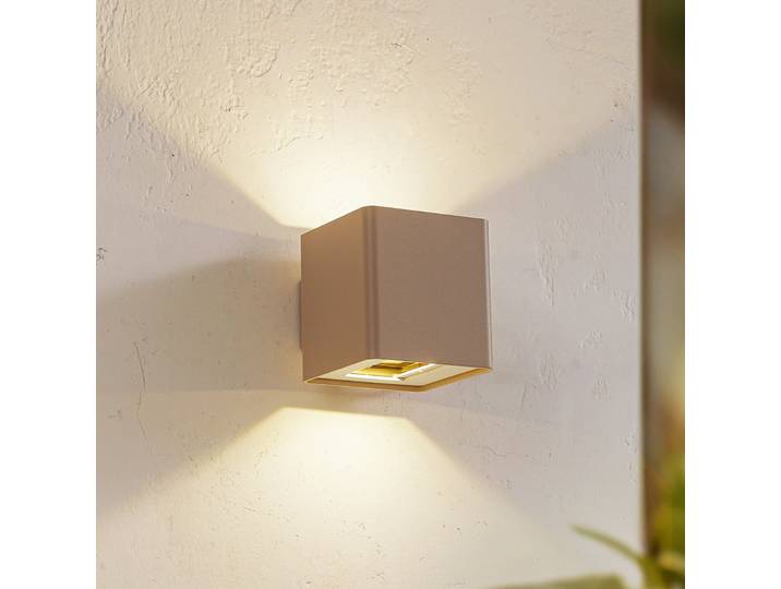 Aaron LED-Außenwandleuchte, beige, IP54, up/down - Lucande - Terrasse - Modern - Aluminium - Einflammig