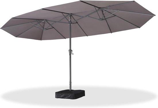 Doppelter Sonnenschirm - XXL Schirm mit Kurbel - 455 x 270 cm