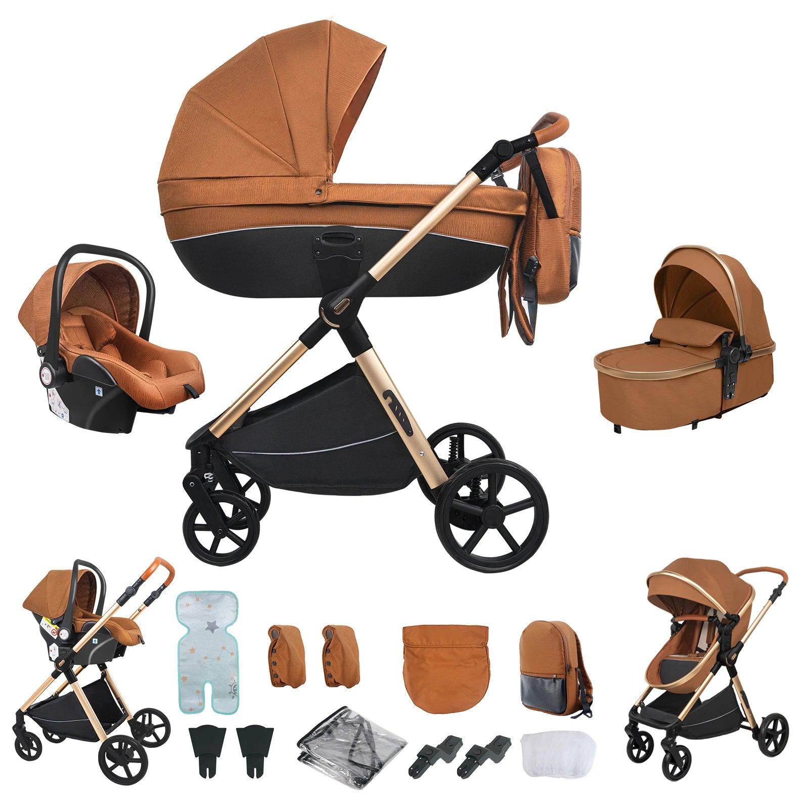 Kinderwagen - Buggy - Zusammenklappbarer Buggy - Faltbarer Buggy - Zusammenklappbarer Buggy für Neugeborene - 3-in-1 - Baby-Laufwagen