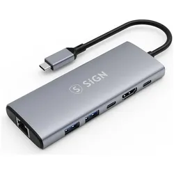 SIGN SN-GEN2HUB (USB-C, 6 Ports), Dockingstation + USB Hub, Silber