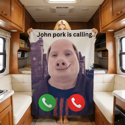 Inspire Curations John Pork Is Calling Funny Flannel Throw Blanket 2 gait75x100cm