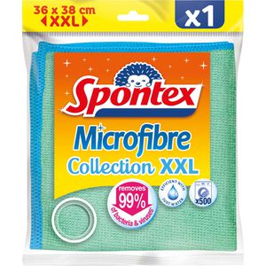 Spontex Allzwecktuch Microfibre XXL, 36 x 38 cm, aus Mikrofaser, farbig sortiert, waschbar, 1 Stück