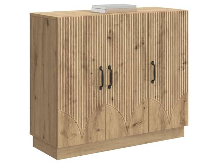 KTHLBRH Sideboard Eiche Handwerk 89 x 34,5 x 77 cm Technisches Holz, 3 Türen, 2 Einlegeböden, max. Belastung 60 kg, Montage für 2 Personen