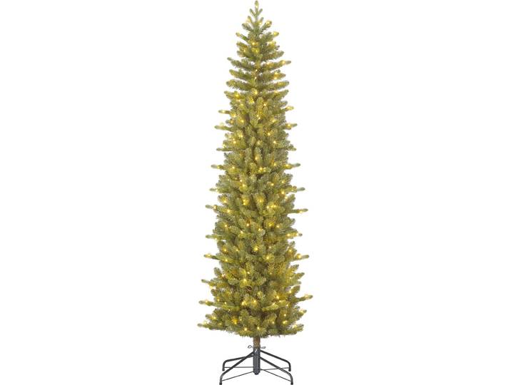 Black Box Trees Harma Sapin de Noël artificiel étroit avec lumières LED - H185 x Ø63 cm - Vert