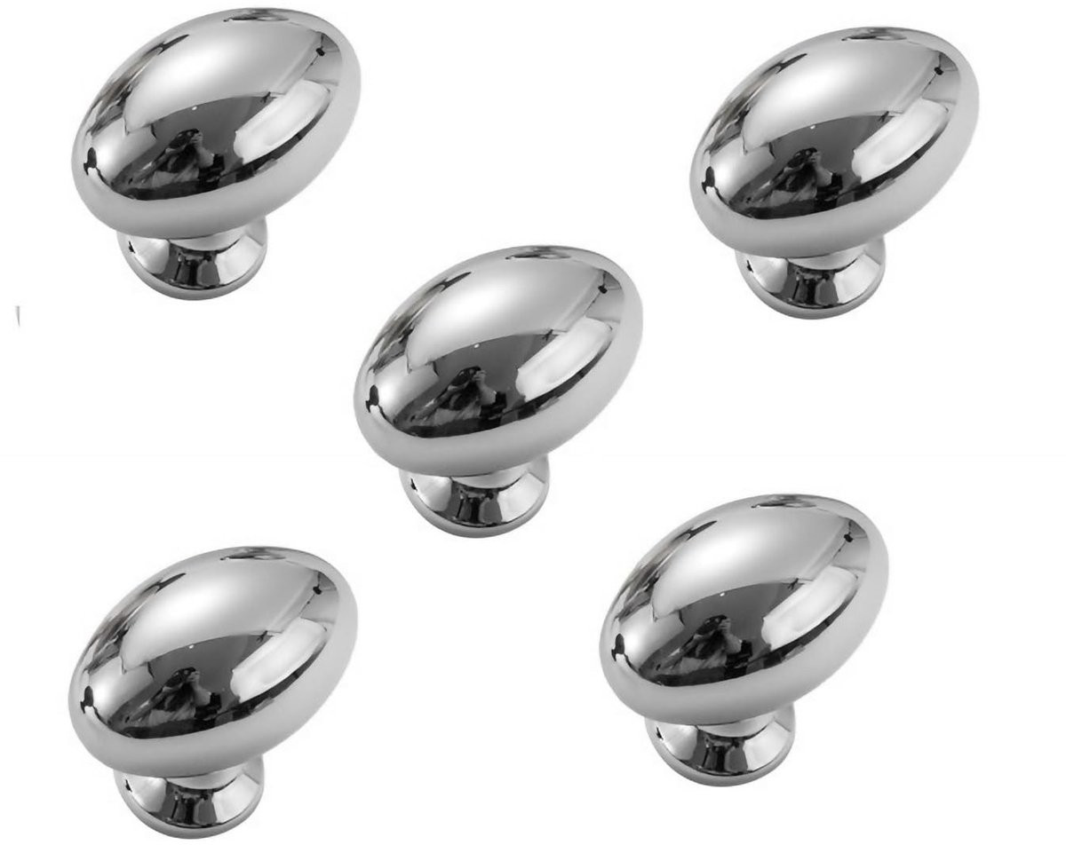 SolidKeus - Set van 12 luxe ovale meubelknoppen van zinklegering, zilver