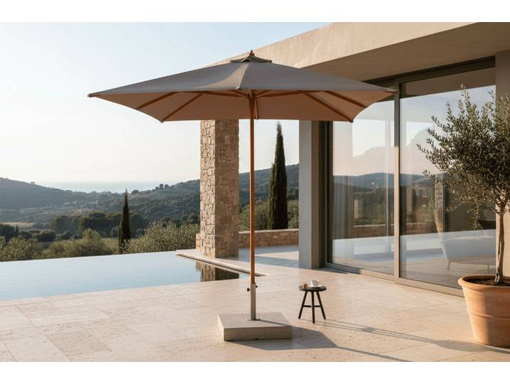 Sonnenschirm Toscana 300x300 mit Holzgestell - Taupe - Luxusbetten24