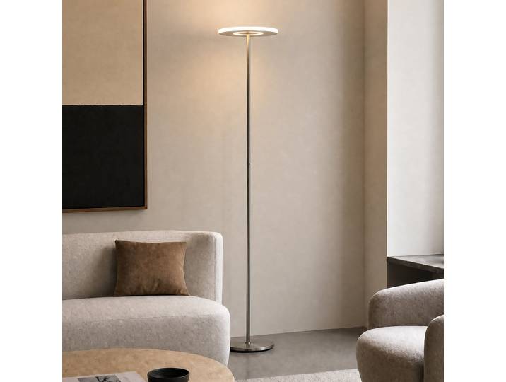 Lampadaire LED Raymond, 180 cm, couleur titane, métal, CCT - Lucande - Salon / séjour - Moderne - À ampoule unique