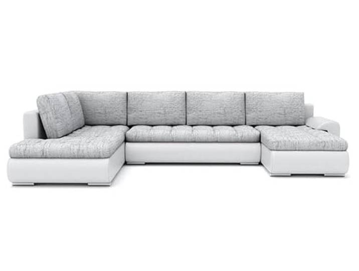 Wohnlandschaft Tokio II mit Schlaffunktion Eckcouch mit Bettkasten Grau mit Kissen, U-förmig, polstermöbel. Wohnzimmer möbel, modern mit stauraum und aufbewahrung. (LAWA 09 + Soft 17 Links)