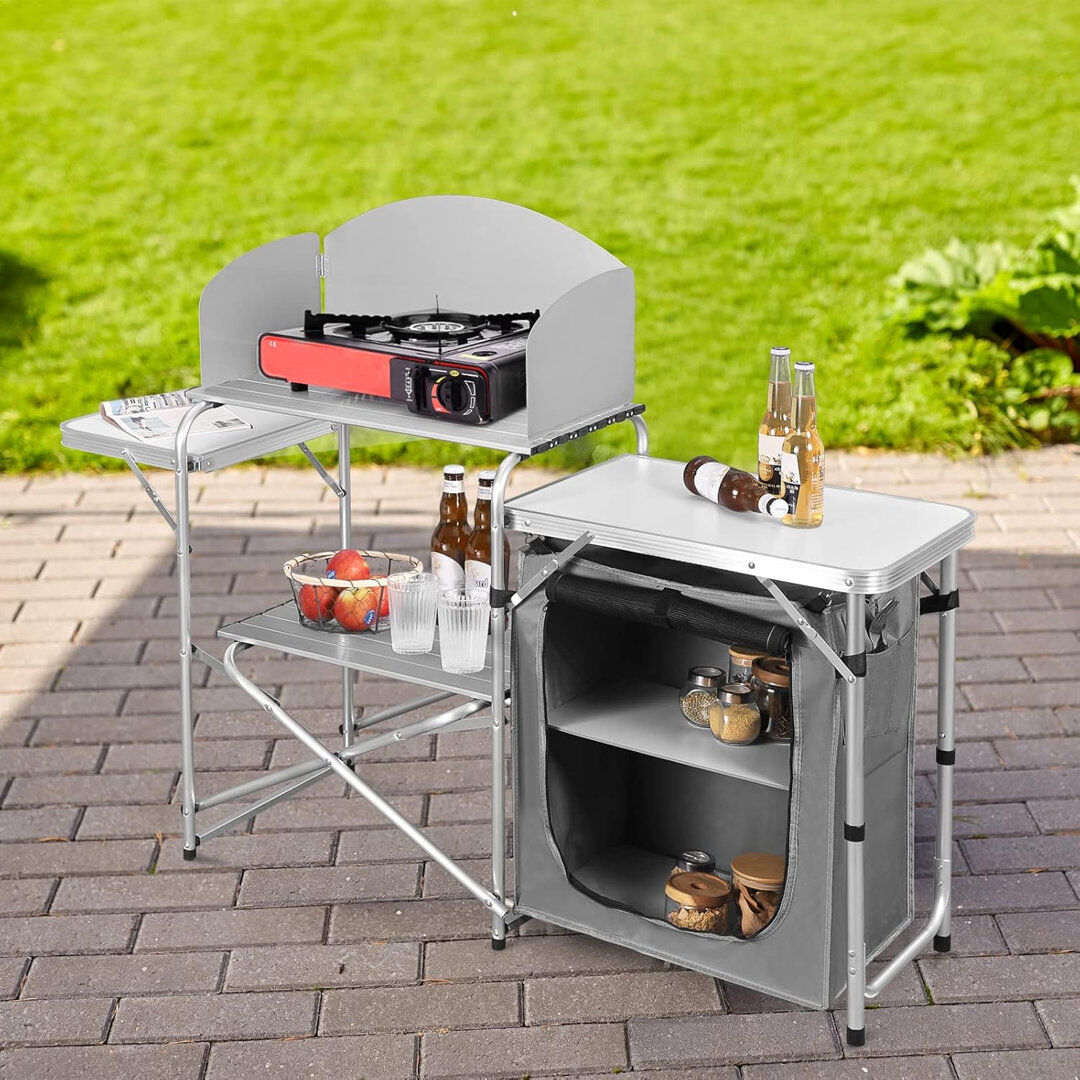 Dakota Fields Washta Rectangular Outdoor Camping Table 48 cm D White/Grey
