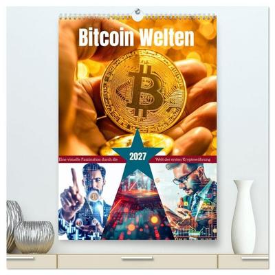 Bitcoin Welten (hochwertiger Premium Wandkalender 2027 DIN A2 hoch), Kunstdruck in Hochglanz