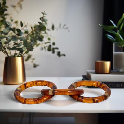 "Sagebrook Home Resin 13"" Round Tortoise Chain W Brass - 13"" x 6"" x 2"""