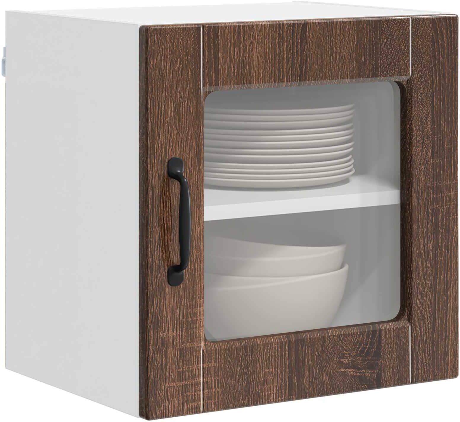 vidaXL Wall Glass Cabinet PORTO Chêne brun 40 x 31 x 40 cm