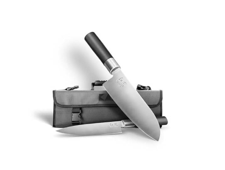 KAI Wasabi Black Messerset 67-W25 Limited Edition – 2 japanische Küchenmesser (Santoku & Allzweckmesser) mit Messertasche – extrem scharf