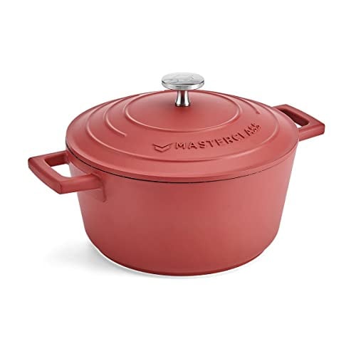 MasterClass Kleine braadpan met deksel, 2,5 l/20 cm, lichtgewicht gegoten aluminium, rood