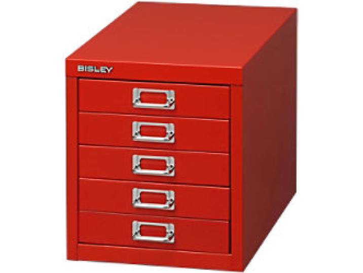 Bisley Schubladenschrank 5 Schübe DIN A4 Rot 325 x 279 x 380 mm
