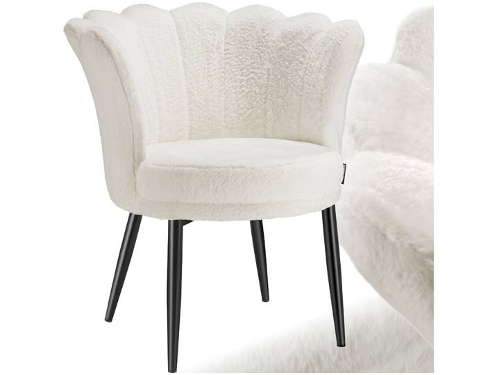Sessel Stella, dicke Polsterung, 67x64x76cm - Kunstfell creme/schwarz
