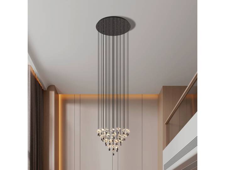 Suspension Comareira nickel 220 x 78 cm CCT - Stars of Light - Salon / séjour - Moderne - Verre - Multi-ampoules