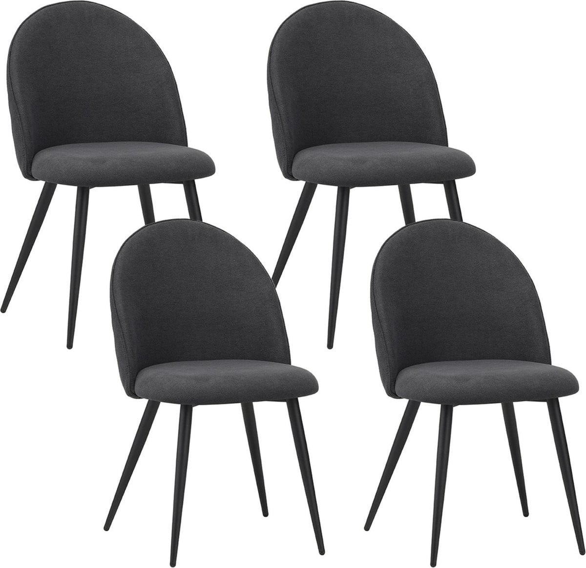 Albatros Capo Eetkamerstoelen Set van 4 Antraciet met Stoffen Bekleding