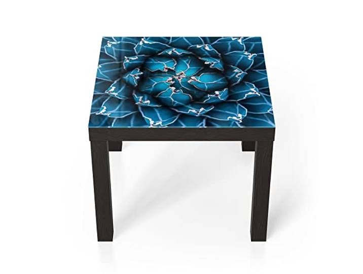 DEQORI Glastisch schwarz klein 55x55 cm Motiv Detailansicht einer Agave ausgefallener Beistelltisch aus Glas Hochglanz Couchtisch fürs Wohnzimmer moderner Couch Tisch mit Design